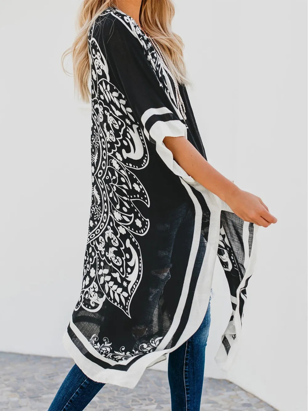Printed Open Front Cover-Up - Farnelli