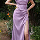 CLEARANCE - Cinderella Divine 7492 Off the Shoulder Sage Green Satin Gown (Size 8)