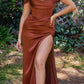 Ladivine 7492 Satin Off the Shoulder Corset Satin Formal Gown