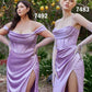 Ladivine 7492 Satin Off the Shoulder Corset Satin Formal Gown