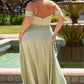 Cinderella Divine 7493C Long Plus Size A-Line Off the Shoulder Satin Dress