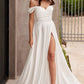 Ladivine 7493W Long A-Line Off the Shoulder Satin Bridal Dress