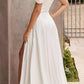 Ladivine 7493W Long A-Line Off the Shoulder Satin Bridal Dress