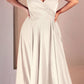 Ladivine 7493W Long A-Line Off the Shoulder Satin Bridal Dress