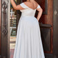Ladivine 7493W Long A-Line Off the Shoulder Satin Bridal Dress