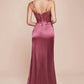 Ladivine 7495 Long Fitted Bustier Satin Draped Gown
