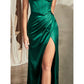 Ladivine 7495 Long Fitted Bustier Satin Draped Gown