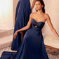 Ladivine 7496 Floor Length A-Line Luxurious Satin Strapless Keyhole Dress