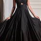 Ladivine 7496 Floor Length A-Line Luxurious Satin Strapless Keyhole Dress