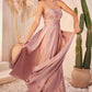 Ladivine 7496 Floor Length A-Line Luxurious Satin Strapless Keyhole Dress