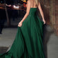 Ladivine 7496 Floor Length A-Line Luxurious Satin Strapless Keyhole Dress