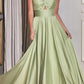 Ladivine 7496 Floor Length A-Line Luxurious Satin Strapless Keyhole Dress