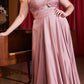 Ladivine 7496 Floor Length A-Line Luxurious Satin Strapless Keyhole Dress