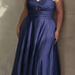 Ladivine 7496 Floor Length A-Line Luxurious Satin Strapless Keyhole Dress