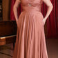 Ladivine 7496 Floor Length A-Line Luxurious Satin Strapless Keyhole Dress