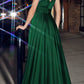 Ladivine 7497 Long A-Line Satin Keyhole Twisted Bodice Formal Gown
