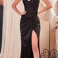 Ladivine 7498 Floor Length Fitted Satin Sweetheart Draped Gown