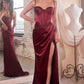 Ladivine 7498 Floor Length Fitted Satin Sweetheart Draped Gown