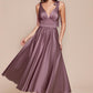 Ladivine 7499 Dress Tea Length Satin A-Line Dress