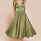 Ladivine 7499 Dress Tea Length Satin A-Line Dress