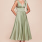 Ladivine 7499 Dress Tea Length Satin A-Line Dress
