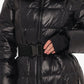 Cyrus Genuine Fur Trim Down Fill Coat in Black