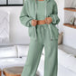 Drop Shoulder Zip Up Jacket and Drawstring Pants Active 2pcs Set - Farnelli
