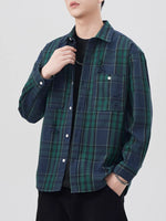 Men's Plus Size Plaid Button Up Long Sleeve Shirt - Farnelli
