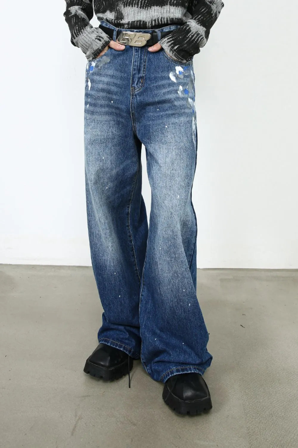 Men's Paint Wide Leg Jeans - Farnelli