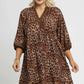 Umgee Full Size Leopard Print Mini Dress with Contrast Trim Plus Size - Farnelli