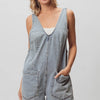 BiBi Patch Vintage Washed Denim Shortall - LT DENIM