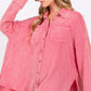 SAGE + FIG Frayed Hem Side Slit Button Down Shirt - Farnelli
