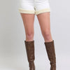 Judy Blue Full Size High Waist Shearling Cuff Denim Shorts Plus Size - WHT