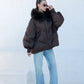 Chantal Genuine Fur Trim Down Fill Coat in Chocolate