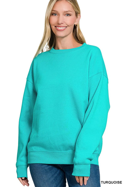 Zenana Fleece Crewneck Long Sleeve Sweatshirt - Farnelli