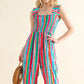 And The Why Full Size Striped Smocked Sleeveless Jumpsuit - Farnelli