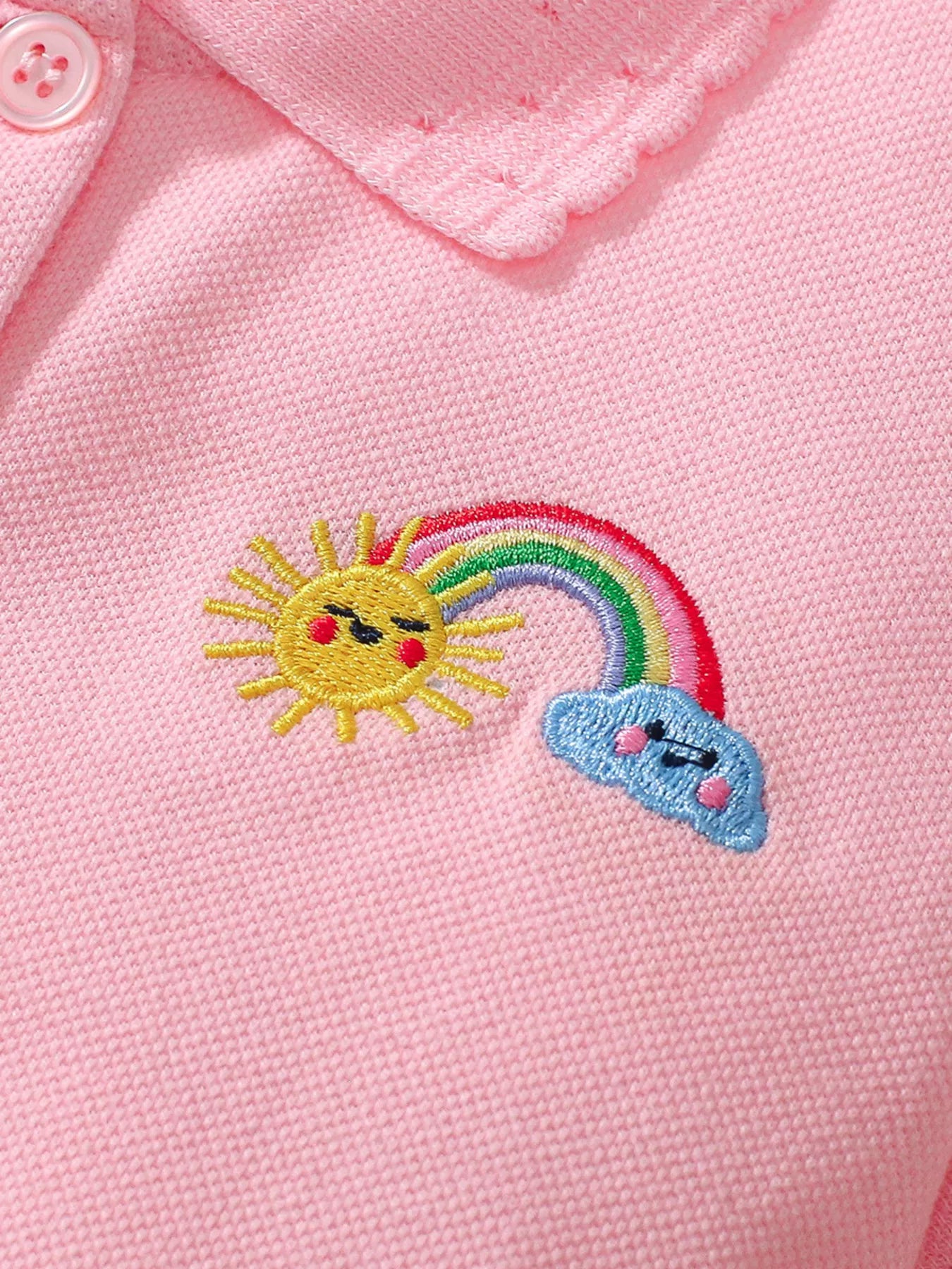 Children's Rainbow Embroidered Polo Dress - Farnelli