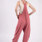 VERY J  Plunge Sleeveless Jumpsuit with Pockets - Farnelli