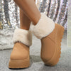 Round Toe Platform Boots - Camel