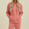 Basic Bae Full Size Air Scuba Drawstring Long Sleeve Hoodie with Kangaroo Pocket - Coral