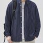 Men's Plus Size Striped Button Up Long Sleeve Shirt - Farnelli