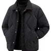 Men's Plus Size Quilted Snap-Down Padded Coat - Black