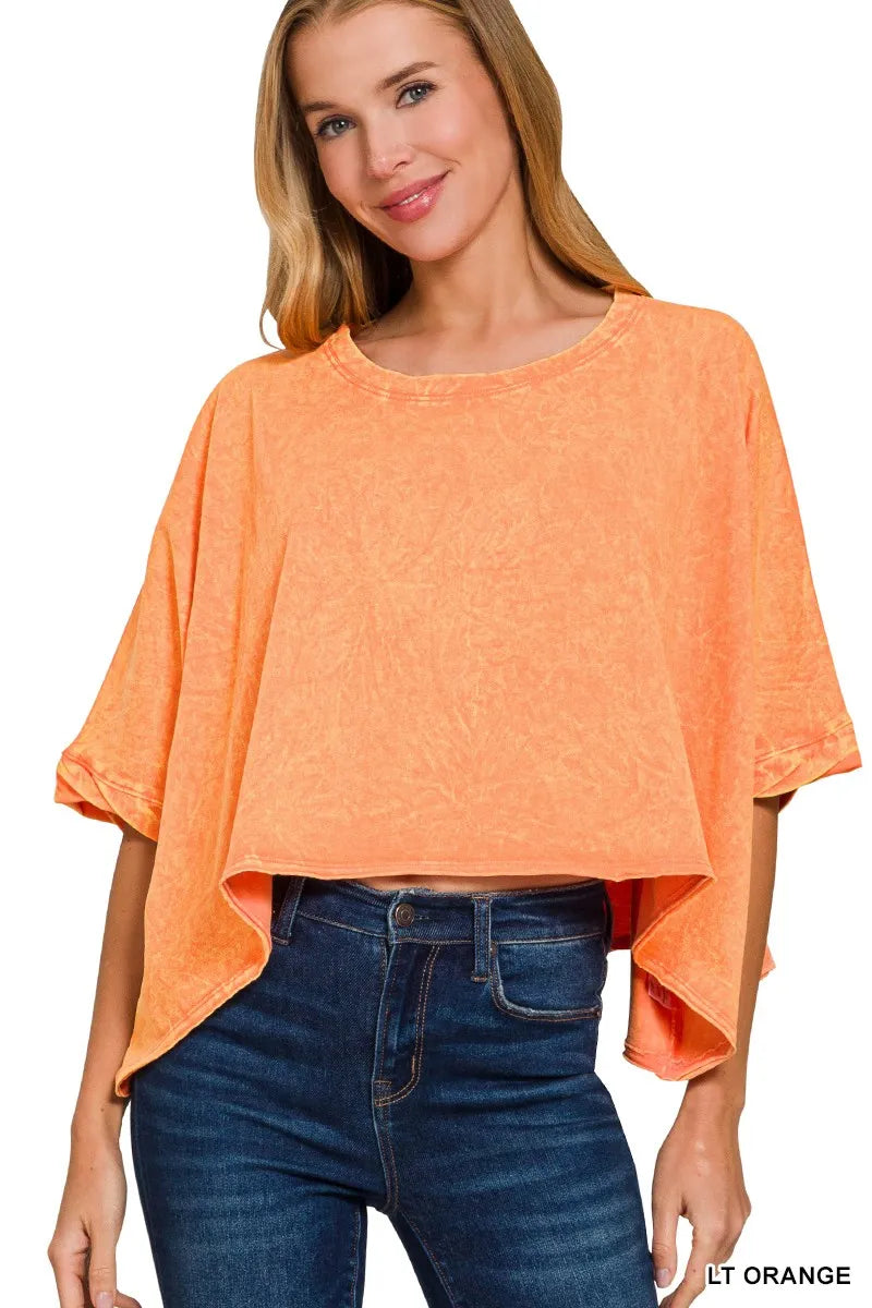 Zenana Premium Cotton Crinkle Wash Oversized T-Shirt - Farnelli