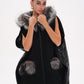 Alaska Outerwear Company black Saga Furs silver fox wool cashmere poncho vest coat