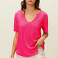 BiBi Waved Rib U Neck Top With Front Pocket - Farnelli