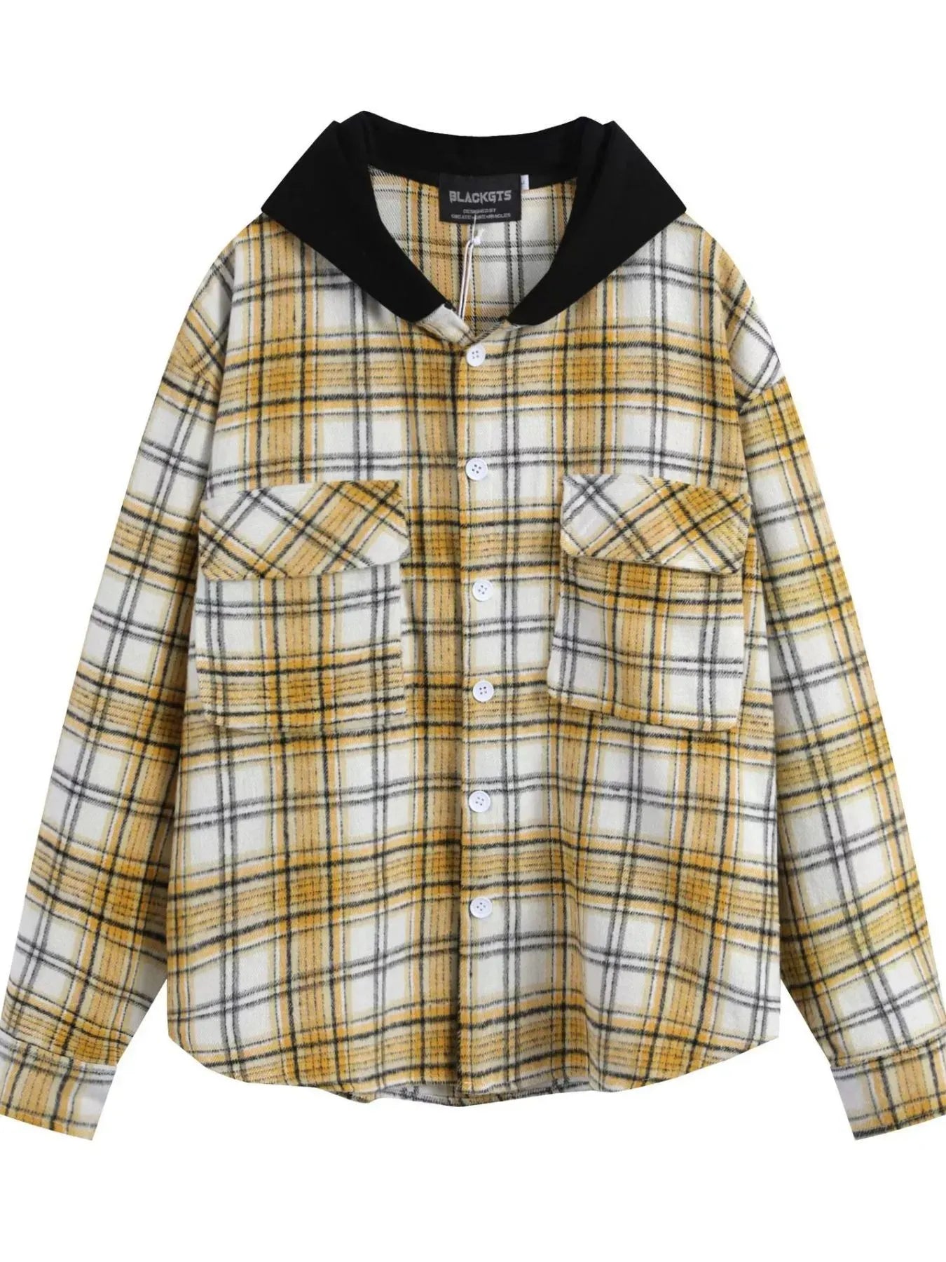 Men's Plaid Button Up Hooded Shirt - Farnelli