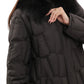 Riley Genuine Fur Trim Down Fill Coat in Black