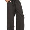 Zenana Woven Crepe Elastic Band Pants - BLACK