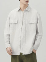 Men's Plus Size Striped Button Up Long Sleeve Shirt - Farnelli
