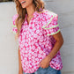 Capri Floral Ric Rac Ruffle Sleeve Blouse - Farnelli